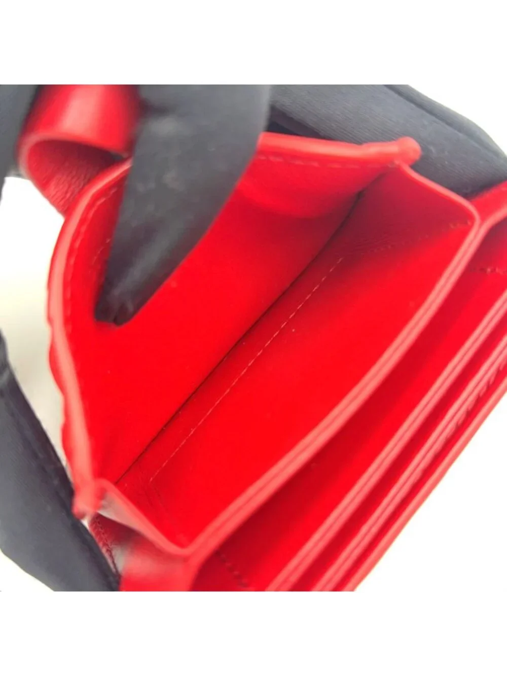 Bottega Veneta Intrecciato Leather Red Card Case Silver